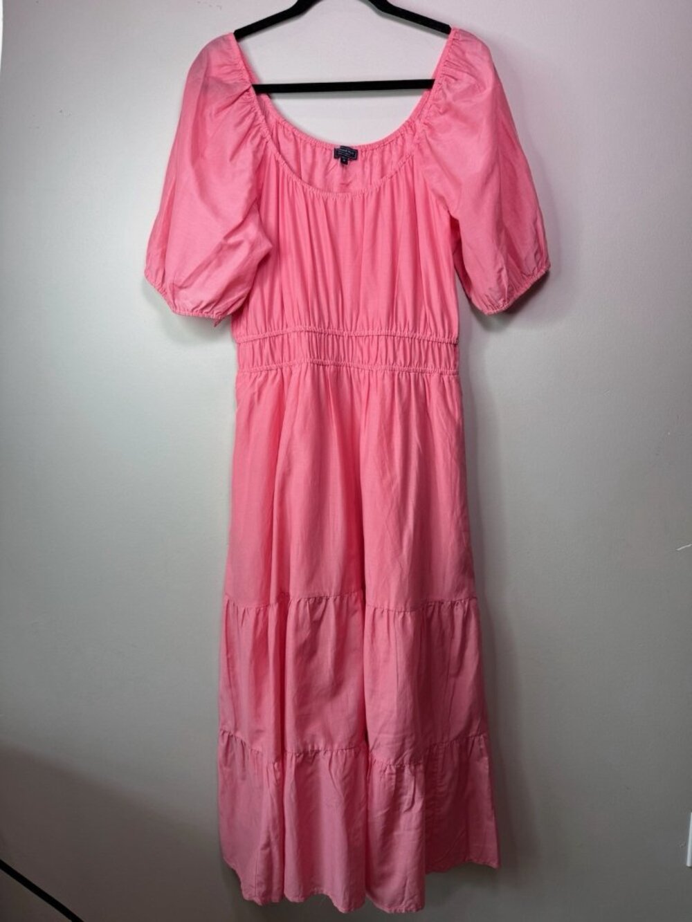 Vineyard Vines Women's Pink Tiered Smocked Waist Silk Blend Maxi Dress Medium